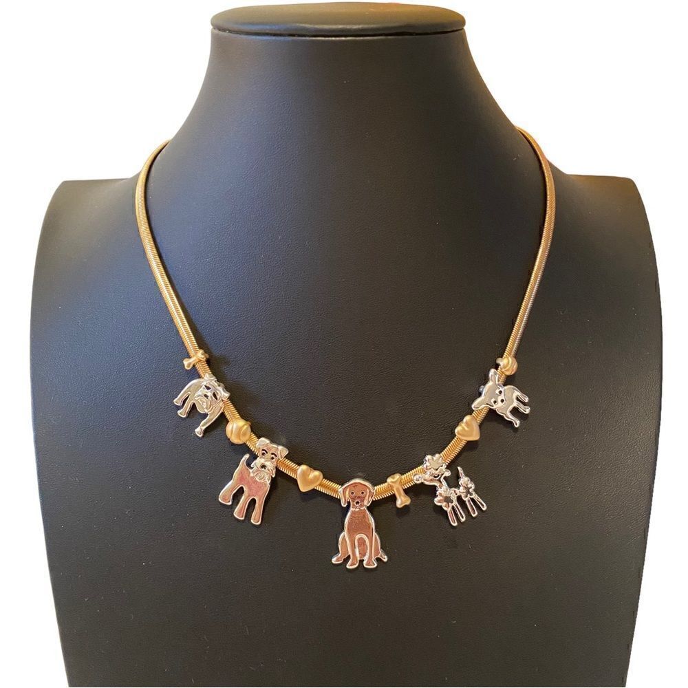 Bella Jack Adorable Dog Charm Necklace Showcasing a variety of breeds.